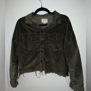 Corduroy cropped shirt jacket